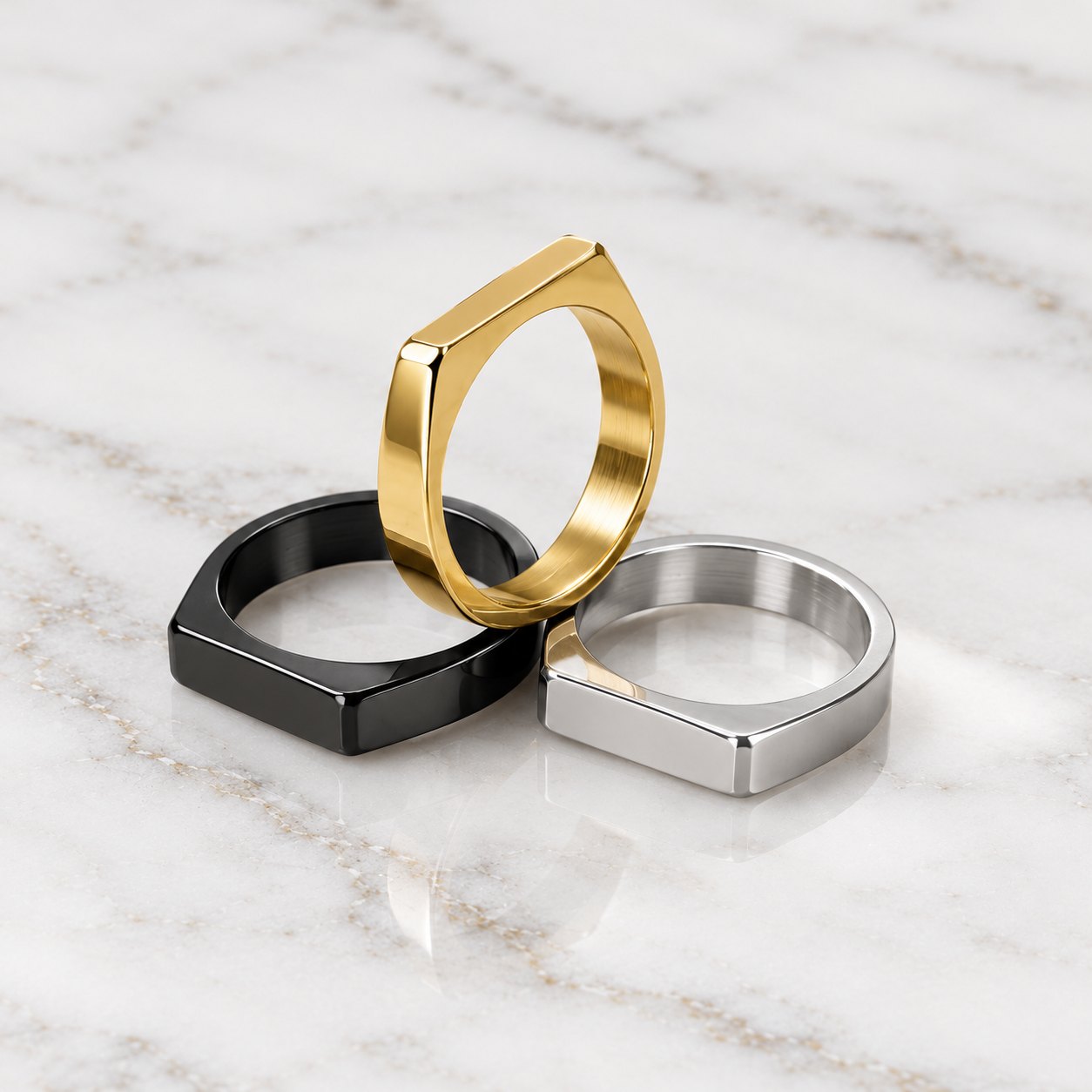 Modern Geometric Signet Ring